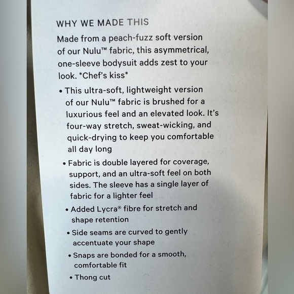 Lululemon Wundermost Ultra-Soft Nulu Long-Sleeve One-Shoulder Bodysuit - Picture 9 of 12